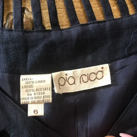 Pia Rucci navy blue 100% linen skirt set . Size 6 - Picture 6 of 6
